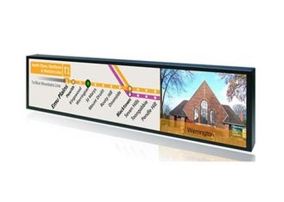 28 Inch Layar LCD Peregangan Bar Digital Signage Kios Untuk Bus Dan Stasiun Metro