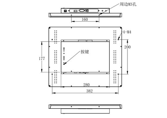 19 Inch Embedded Monitor untuk Panel Keamanan, Peralatan Industri, Tampilan Medis, dan Kios Informasi Publik